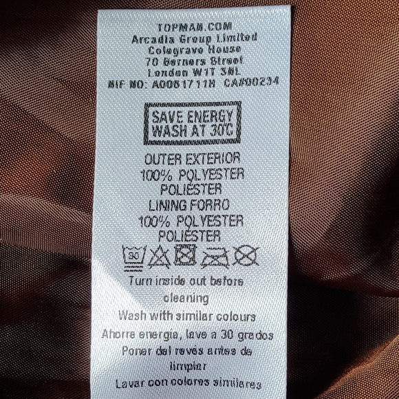 TOPMAN Bomber Jacket XS Brown Satin Lightweight Men's NWT - Picture 5 of 11